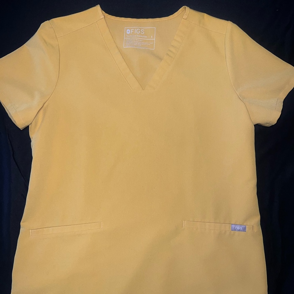 Figs Mustard Yellow Scrub Top and joggers.